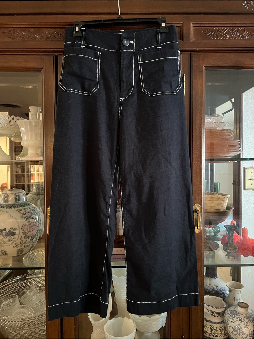 Maeve Colette pants white contrasting stitching size 26 dark navy